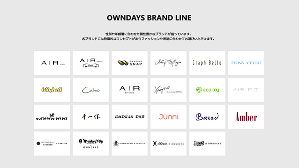 OWNDAYS（オンデーズ）オリジナルブランド リスト