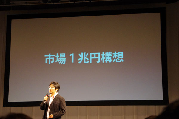 「今、約4,000億円のマーケットを1兆円にしたい」と語る JINS（ジンズ）田中社長。