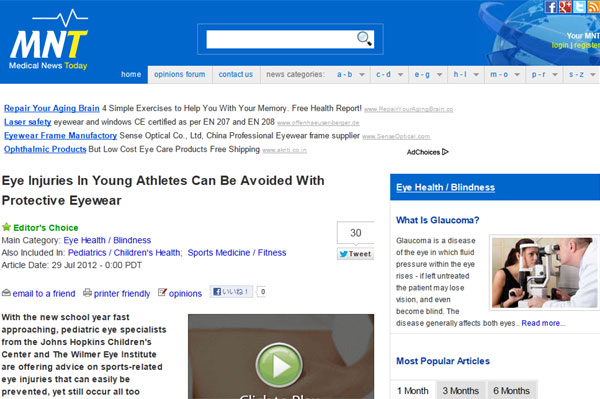 Eye Injuries In Young Athletes Can Be Avoided With Protective Eyewear（スクリーンショット）