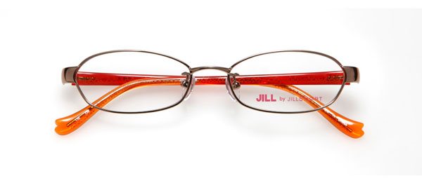 眼鏡市場 「JILL by JILL STUART（ジルバイ ジルスチュアート）」オリジナルモデル JIL-004 カラー：オレンジ（写真）・ダークレッド・ピック・ブラウン 価格：15,750円（レンズ込み）