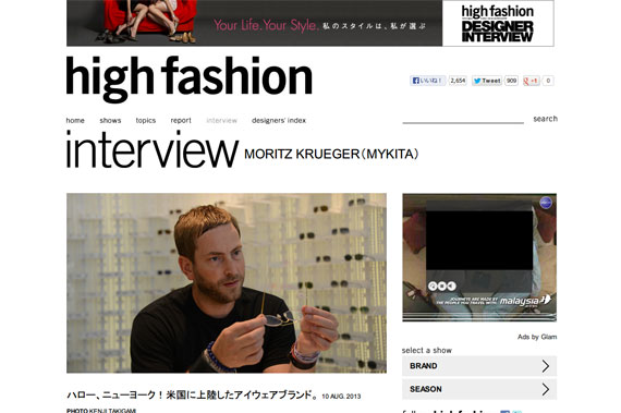 MORITZ KRUEGER（MYKITA） | INTERVIEW | high fashion