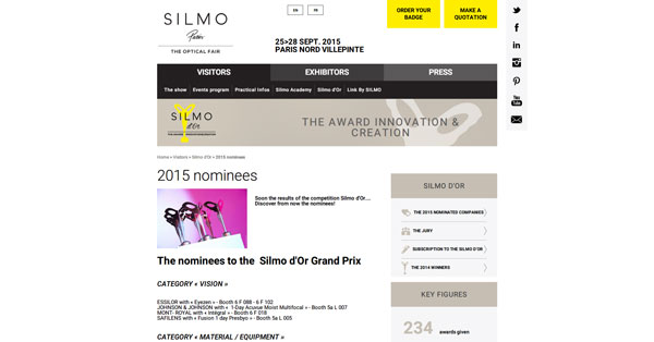 ”メガネ界のアカデミー賞” SILMO D'OR（シルモドール）2015 ノミネート決定～サングラス編