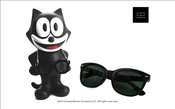 FELIX The CAT OWNDAYS Model（フィリックス・ザ・キャット オンデーズ モデル） MOB009-FELIX1 C1（フィギュア：ブラック、サングラス：ブラック） 価格：9,980円（税別） image by OWNDAYS