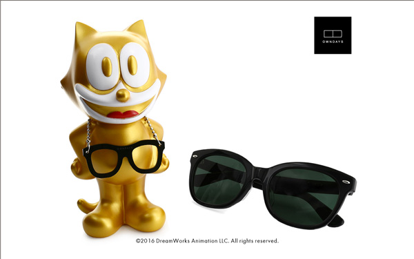 FELIX The CAT OWNDAYS Model（フィリックス・ザ・キャット オンデーズ モデル） MOB009-FELIX1 C2（フィギュア：ゴールド、サングラス：ブラック） 価格：9,980円（税別） image by OWNDAYS