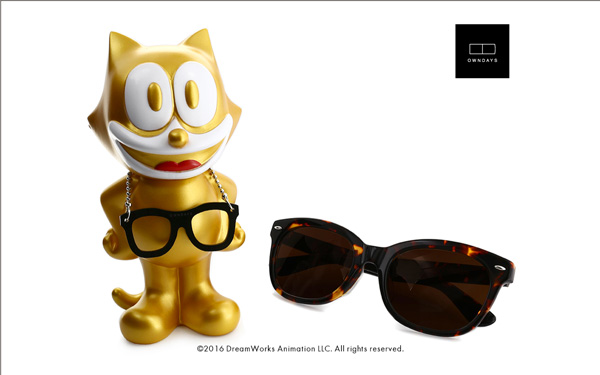 FELIX The CAT OWNDAYS Model（フィリックス・ザ・キャット オンデーズ モデル） MOB009-FELIX1 C2（フィギュア：ゴールド、サングラス：べっ甲柄） 価格：9,980円（税別） image by OWNDAYS