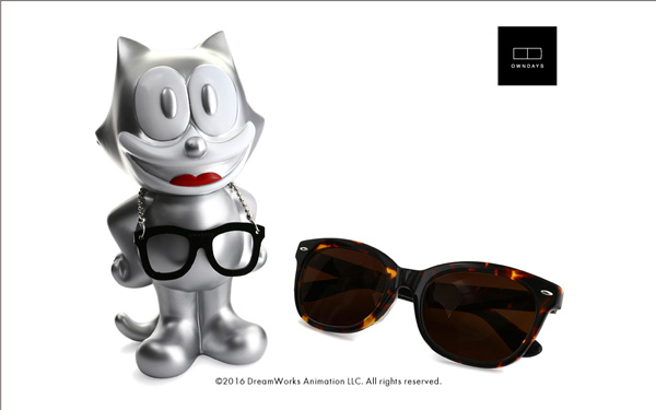 FELIX The CAT OWNDAYS Model（フィリックス・ザ・キャット オンデーズ モデル） MOB009-FELIX3 C2（フィギュア：シルバー、サングラス：べっ甲柄） 価格：9,980円（税別） image by OWNDAYS