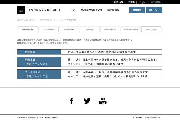 ユニークな社内制度｜OWNDAYSについて｜OWNDAYS RECRUIT