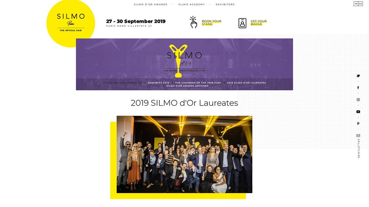 「The laureates of the SILMO d'Or 2019」（スクリーンショット）