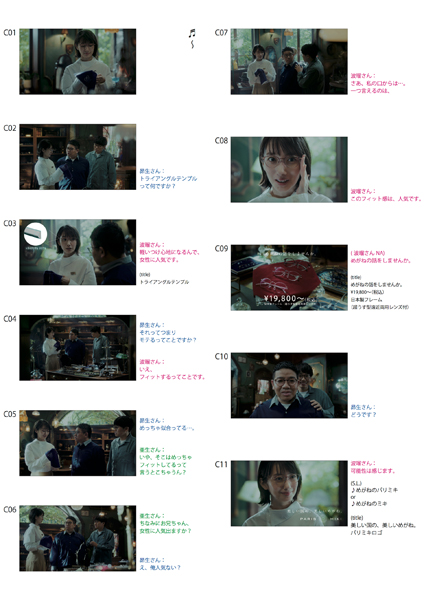 パリミキ・メガネの三城CM「フィットする話」篇ストーリーボード