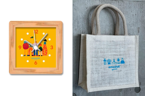 omodok × moi オリジナル木製置時計＆ショップバッグ