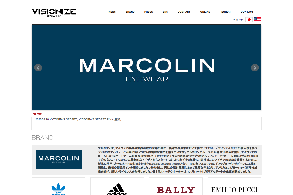 VISIONIZE | ヴィジョナイズオフィシャルサイト（スクリーンショット）