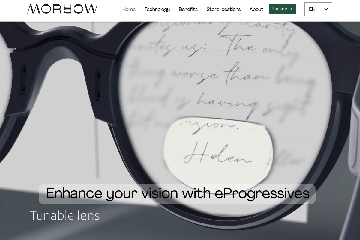 「Morrow, progressive glasses, eyewear | smart-glasses」 （スクリーンショット）