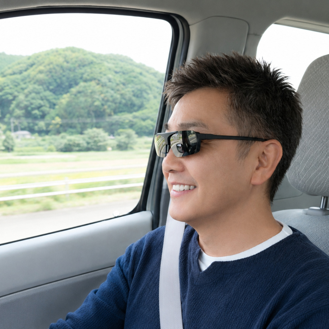 ドライブでサングラス装着 ドライブでサングラス装着