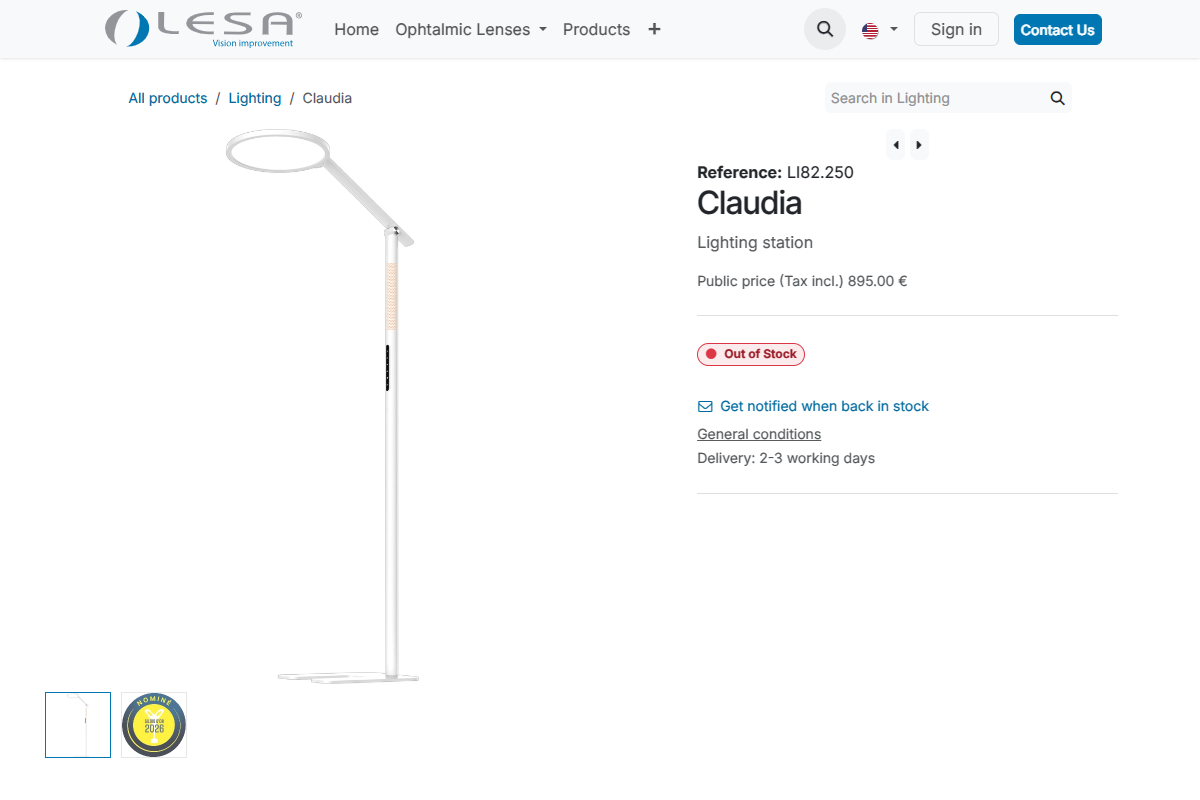 「Lampe CLAUDIA LI82.250 : &eacute;clairage bureau sans &eacute;blouissement」 （スクリーンショット）