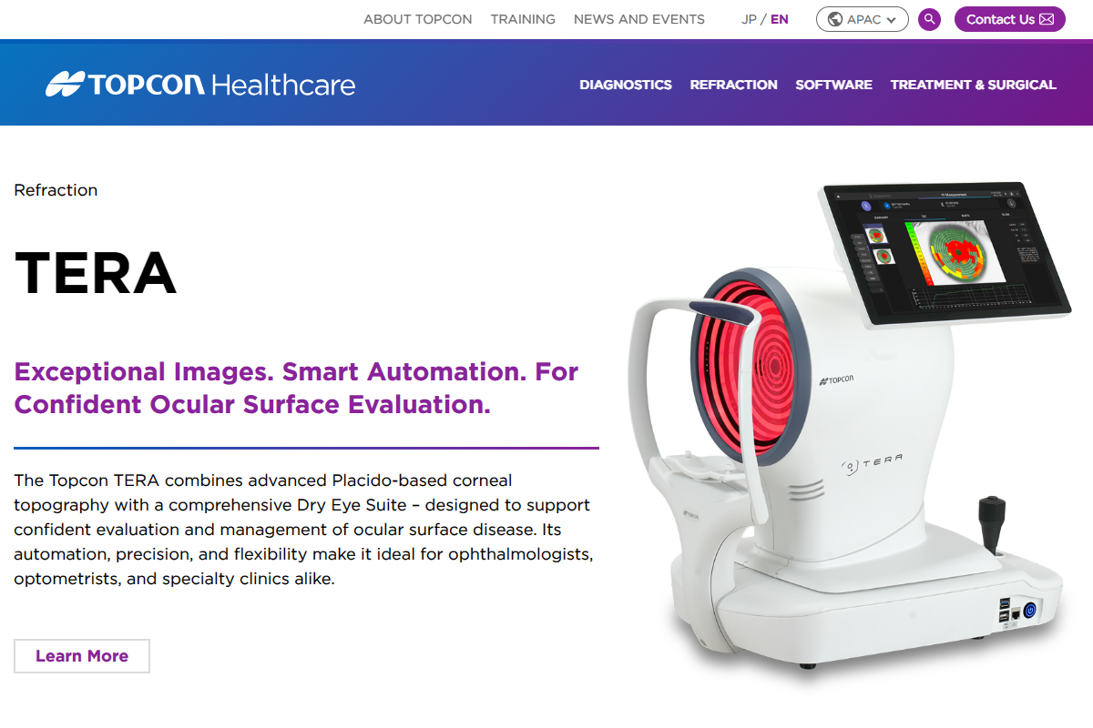 「TERA - Topcon Healthcare - APAC」 （スクリーンショット）