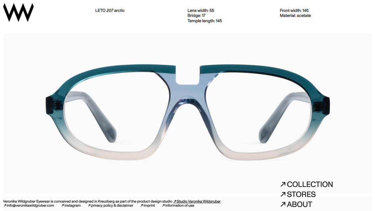 「LETO arctic - Veronika Wildgruber Eyewear」 （スクリーンショット）